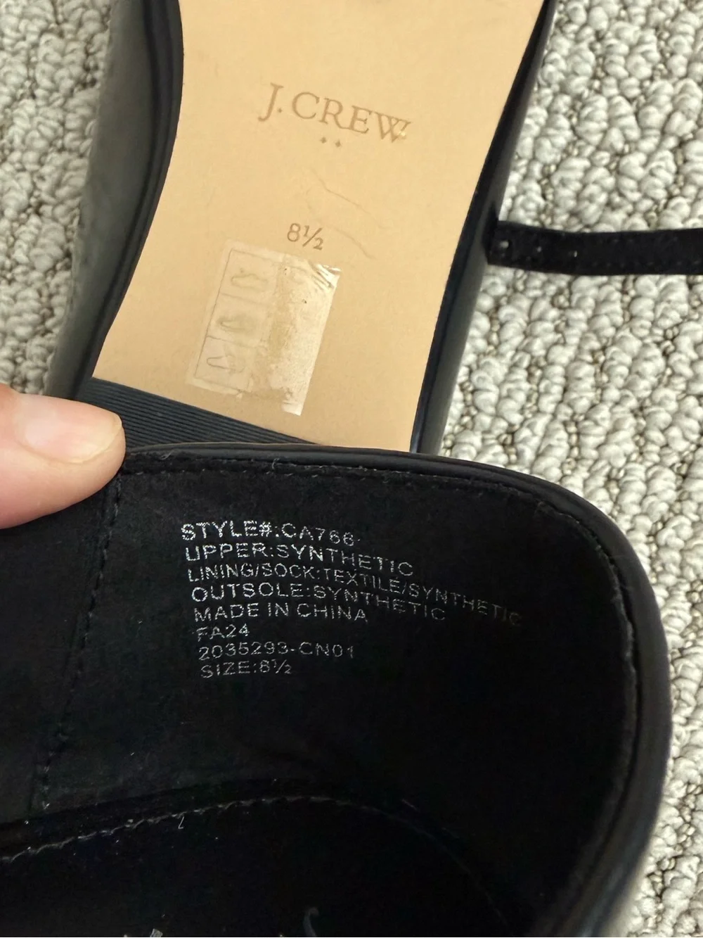 J. Crew Black Mary Jane Flats with Pearl Buckle